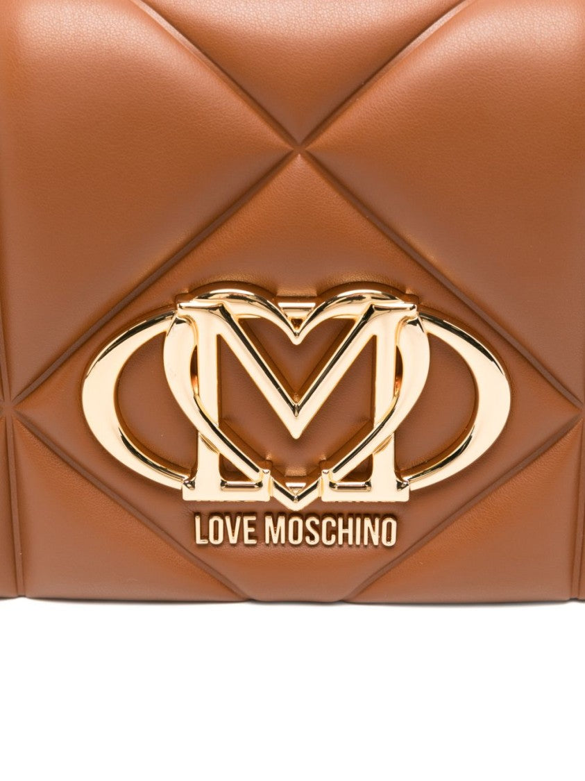 Love Moschino Quilted Shoulder Bag With Gold-Tone Logo Plaque And Chain Strap