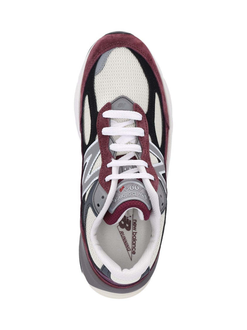 New Balance Bordeaux Suede And Mesh Sneakers With Iconic Logo