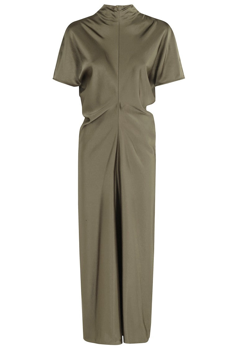 Federica Tosi Long Khaki Dress With Curled Waist
