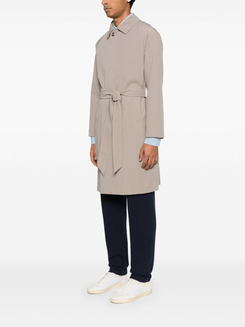 Tagliatore Minimalist Taupe Coat With Concealed Button Fastening
