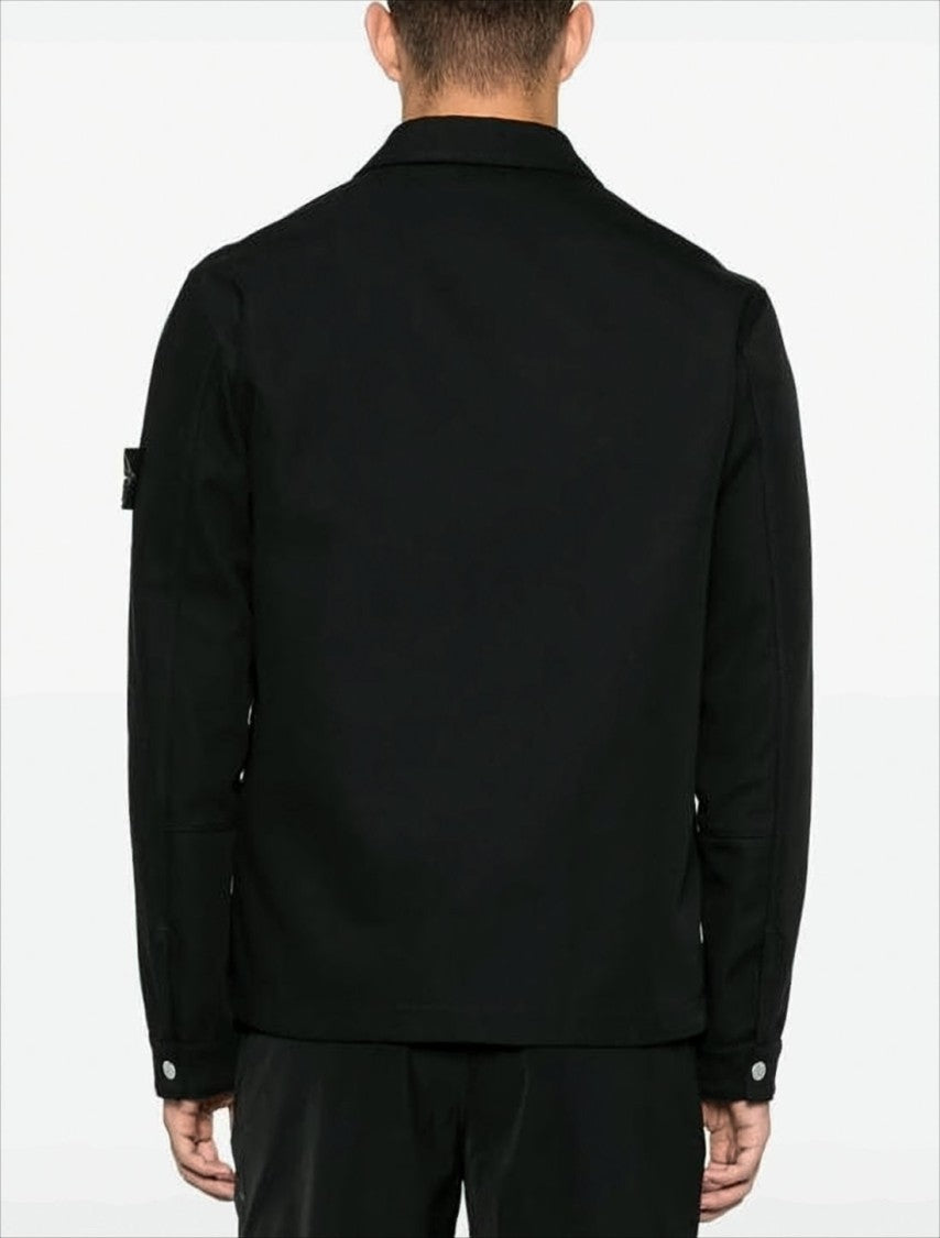 Stone Island Black Jacket With Distinctive Patch
