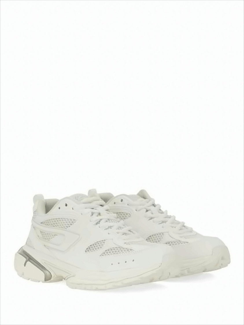 Diesel White Polyester Sneakers With Mesh Panels