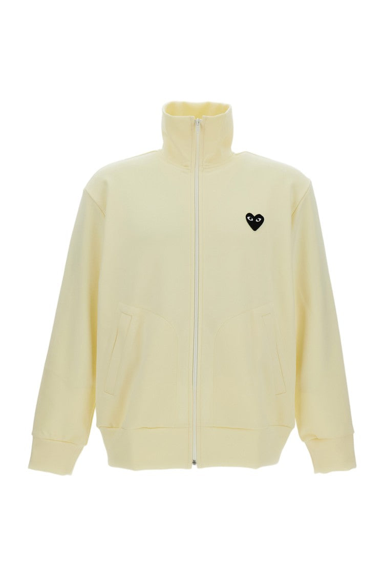 Comme Des Garçons High-Neck Zipped Sweatshirt With Heart Print