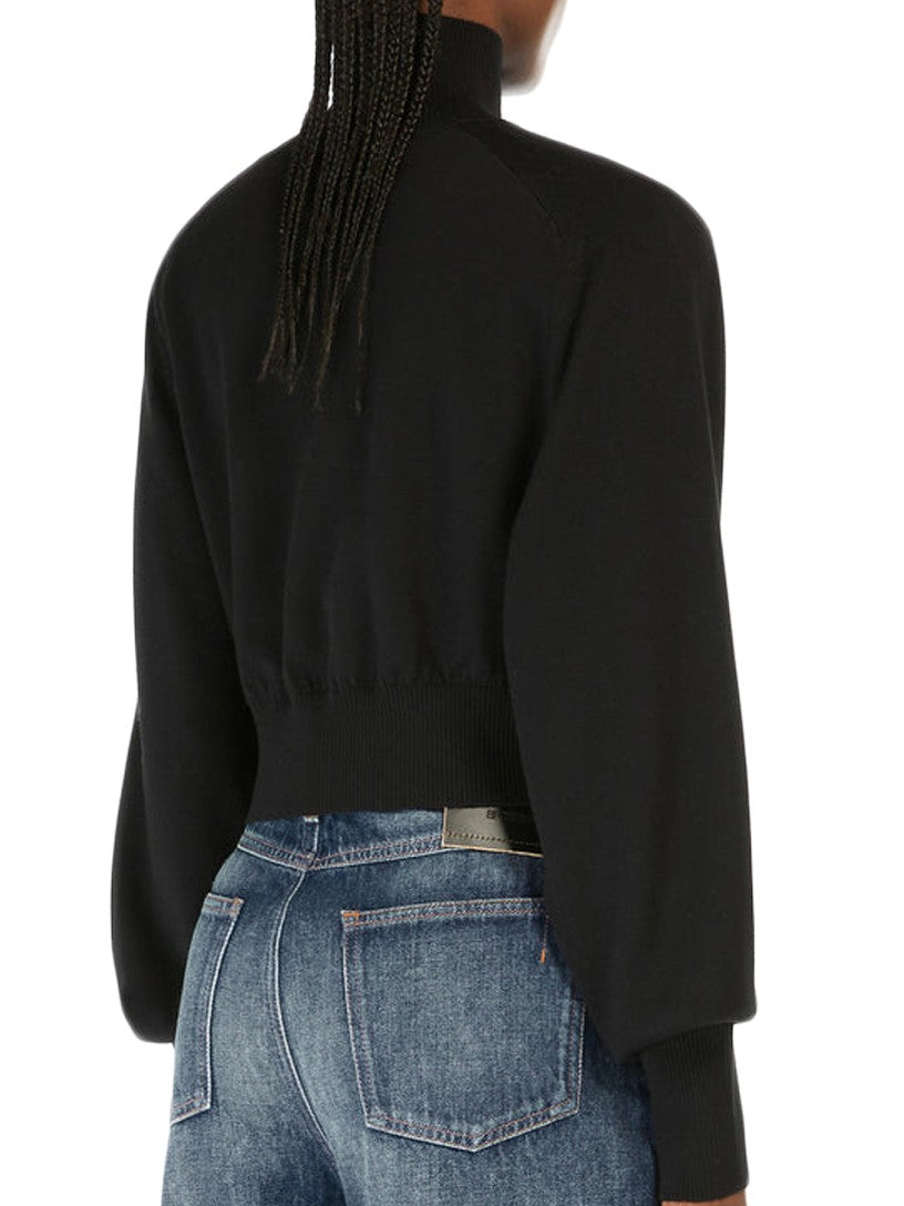 Max Mara Fitted Black Turtleneck Sweater With Cropped Hem