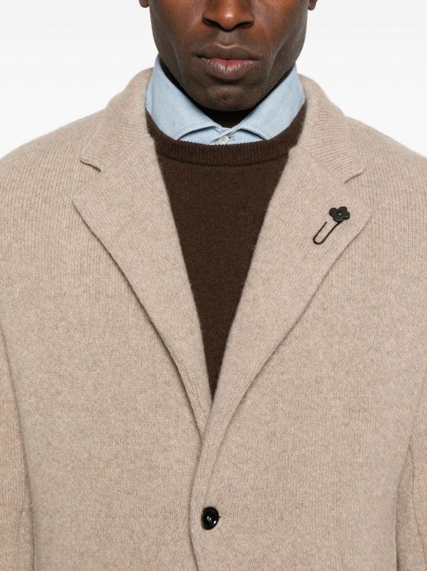 Lardini Beige Cashmere Blazer With Tailored Fit