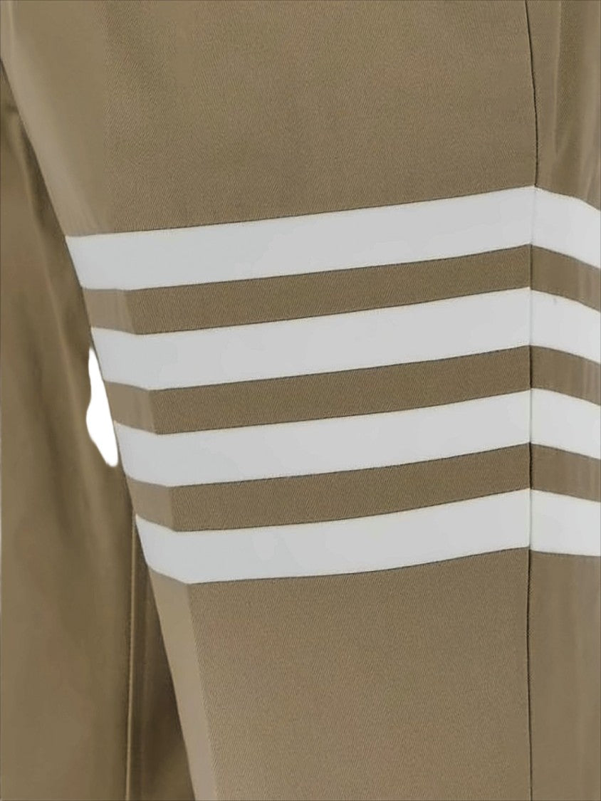 Thom Browne Straight-Leg Tailored Pants With Distinctive Stripe Detail