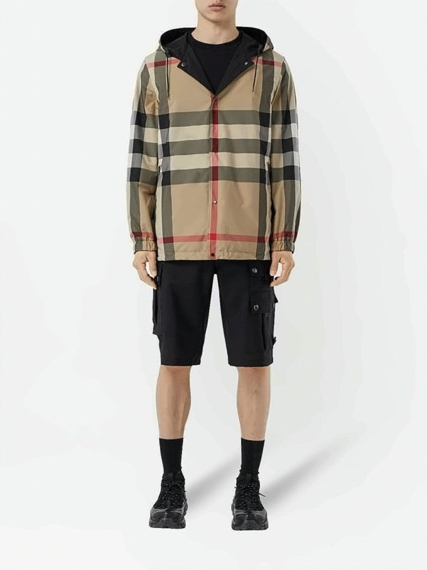 Burberry Reversible Hooded Short Jacket With Classic Check And Solid Design