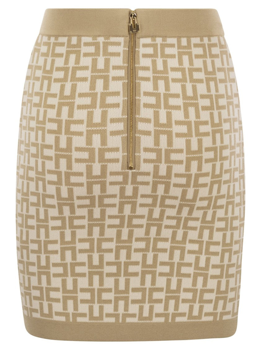 Elisabetta Franchi Viscose Logo Jacquard Miniskirt