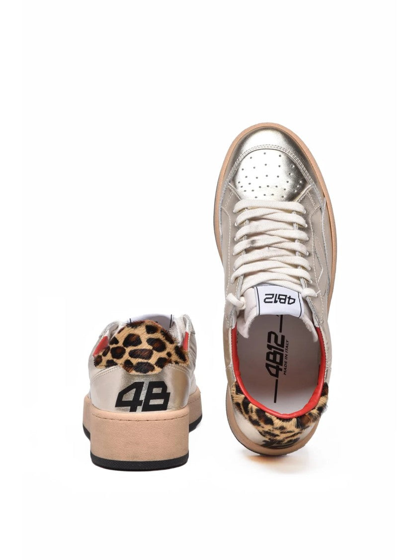 4B12 Gold Leather-Blend Metallic Sneakers