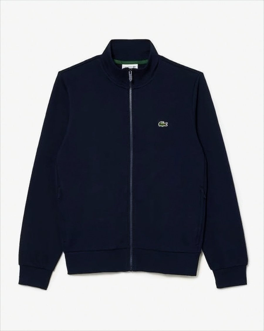 Lacoste Black Zip-Up Hooded Sweatshirt With High Collar