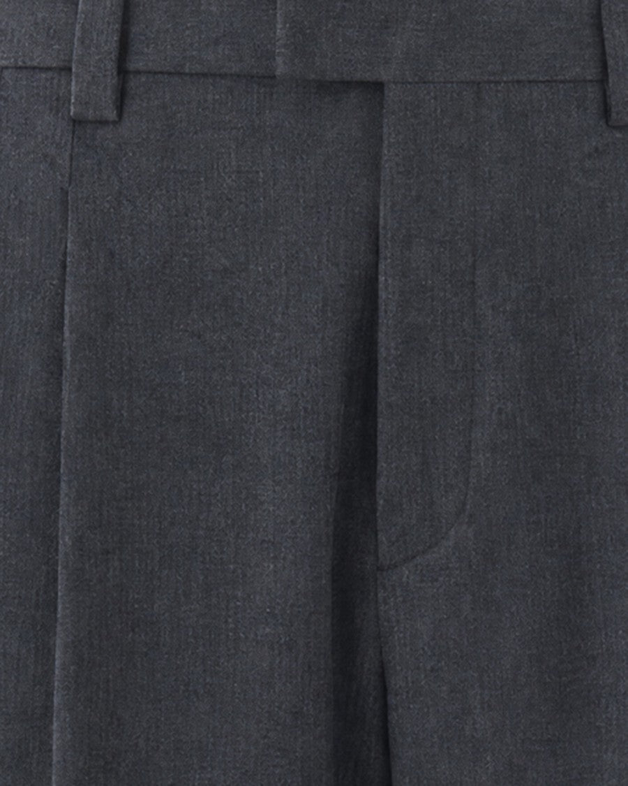 Paolo Pecora Grey Viscose-Blend Melange Straight-Leg Pants