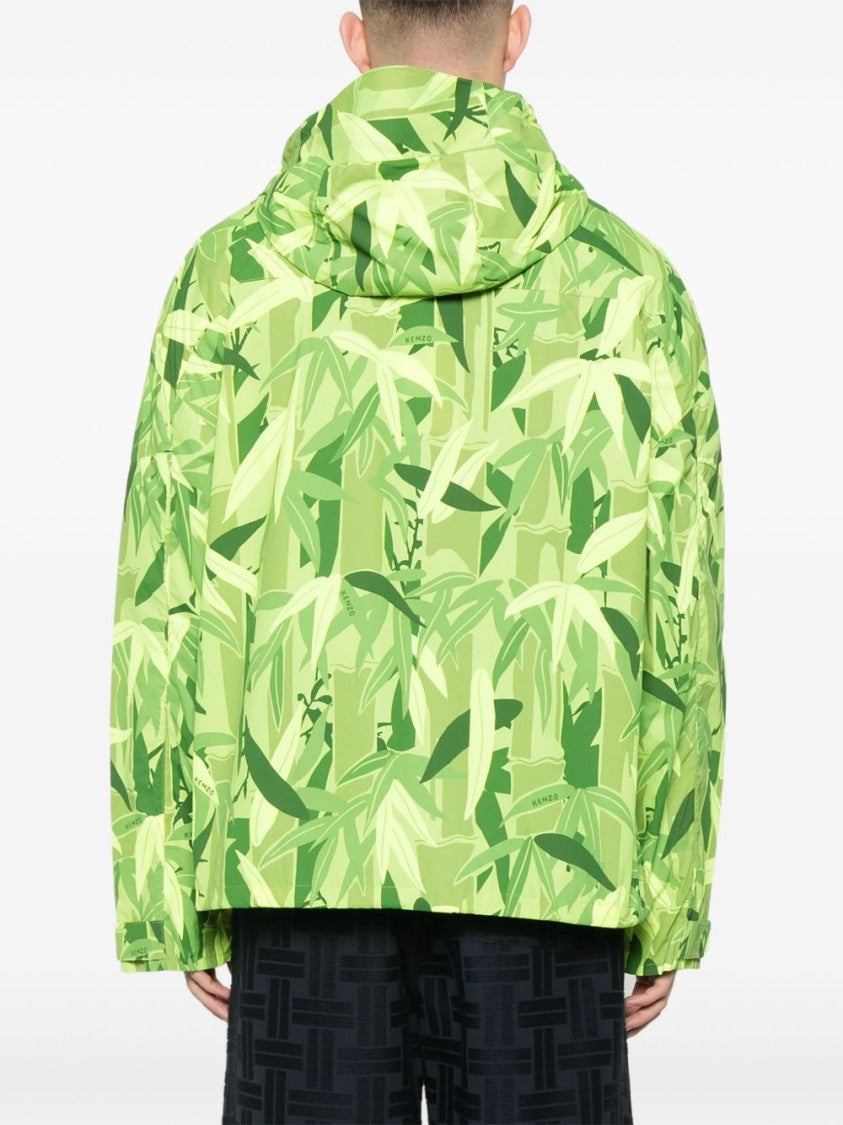 Kenzo Lime Green Drawstring Hood Zip Jacket