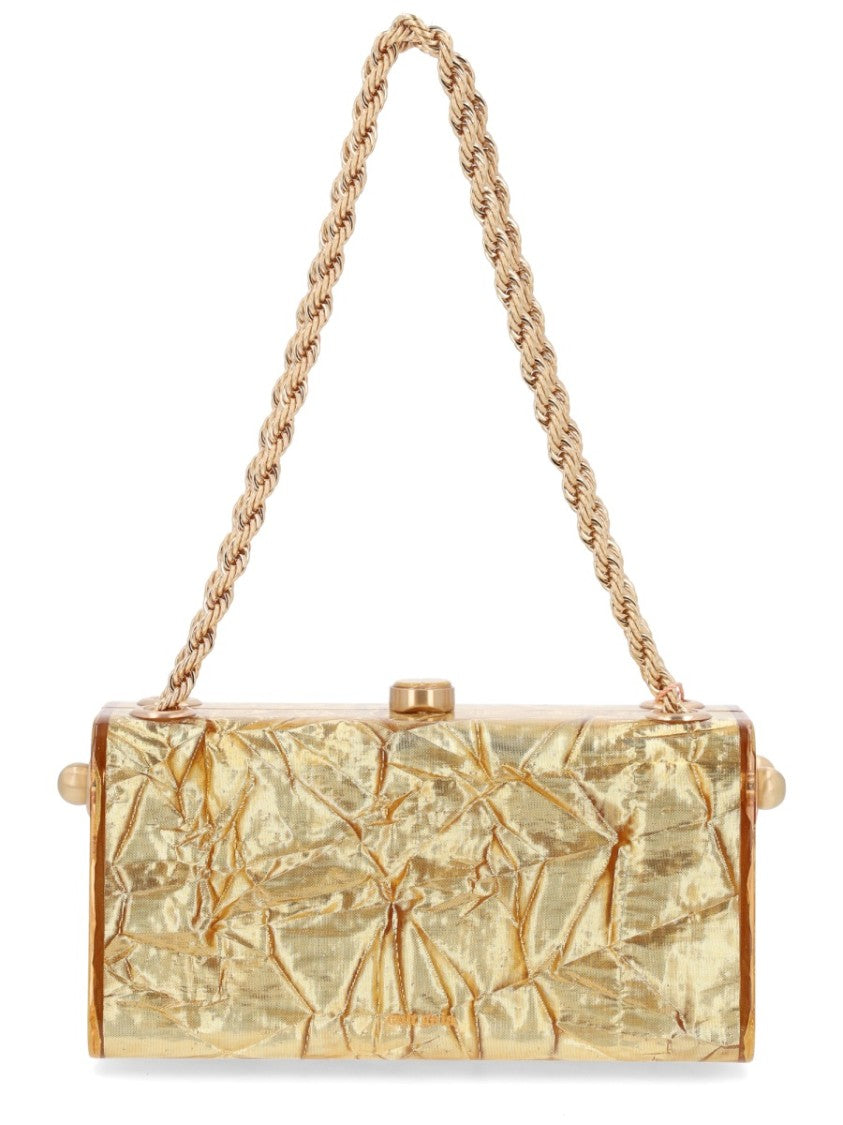 Cult Gaia Hajar Crinkled Metallic Clasp Shoulder Bag