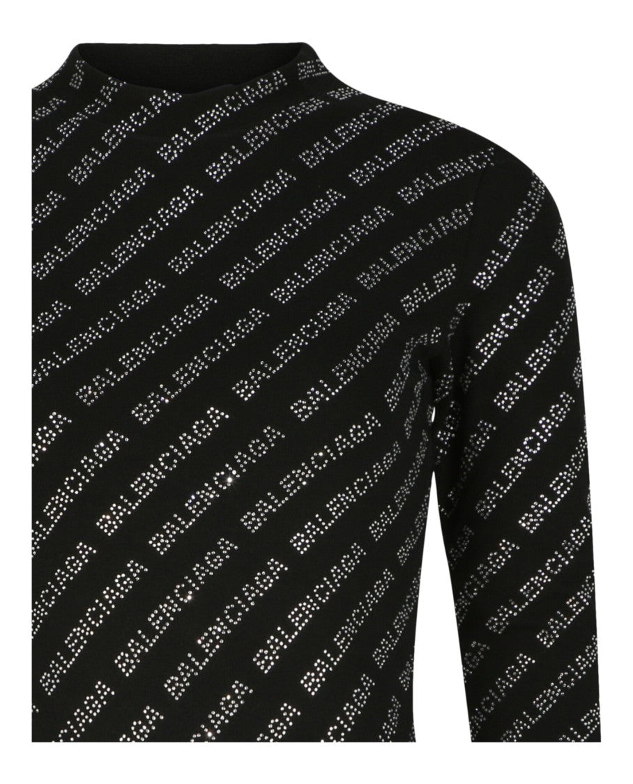 Balenciaga Crystal Embellished Logo Top