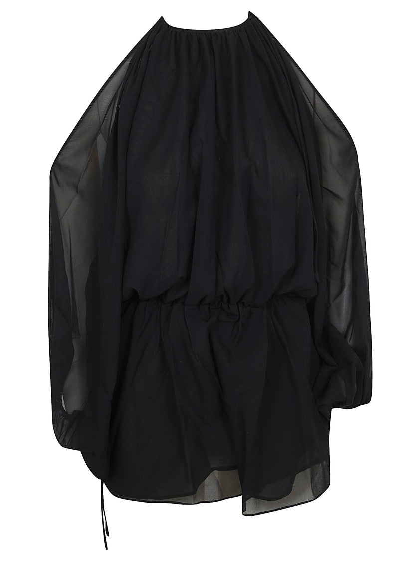 The Andamane Cold Shoulder Vesta Playsuit With Puff Sleeves