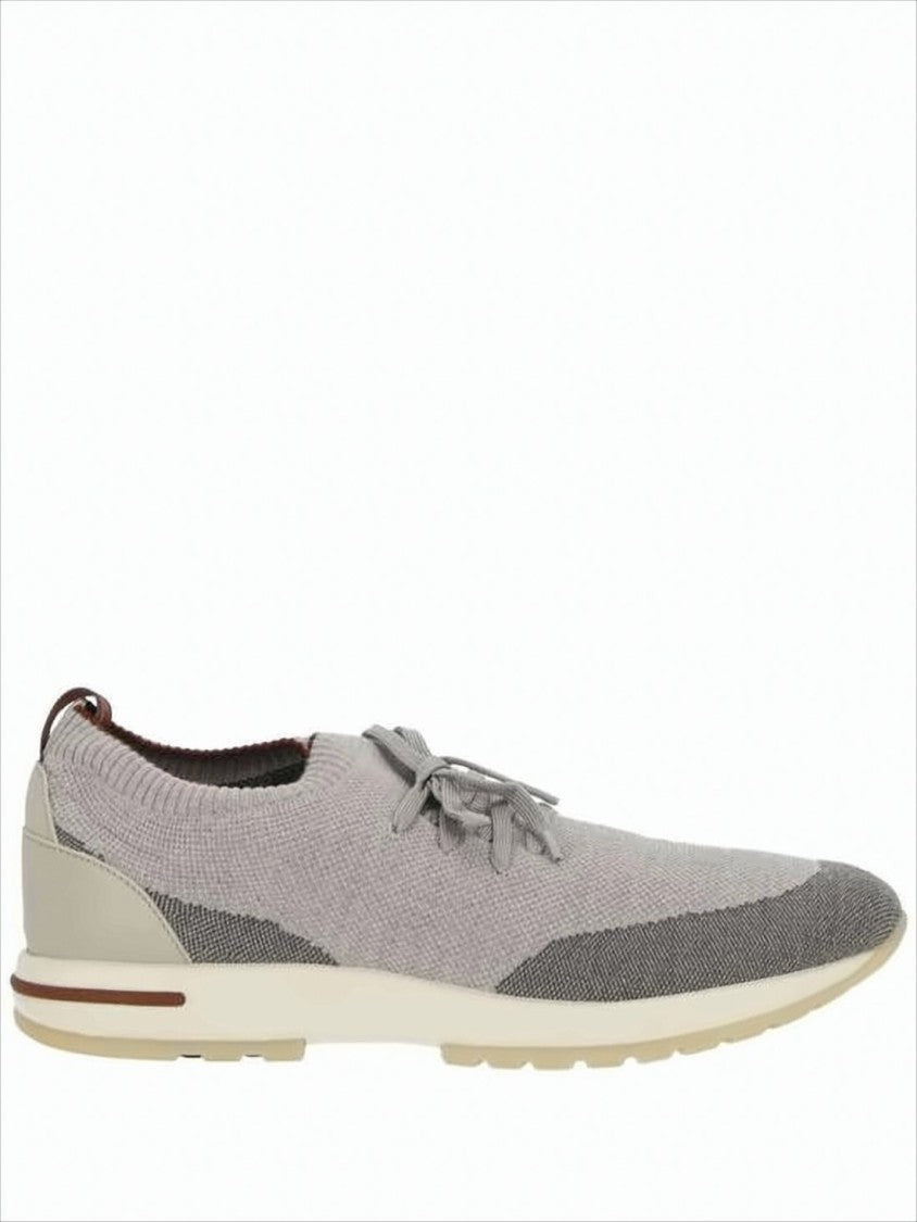 Loro Piana Knitted Low-Profile Sneakers With Leather Detail