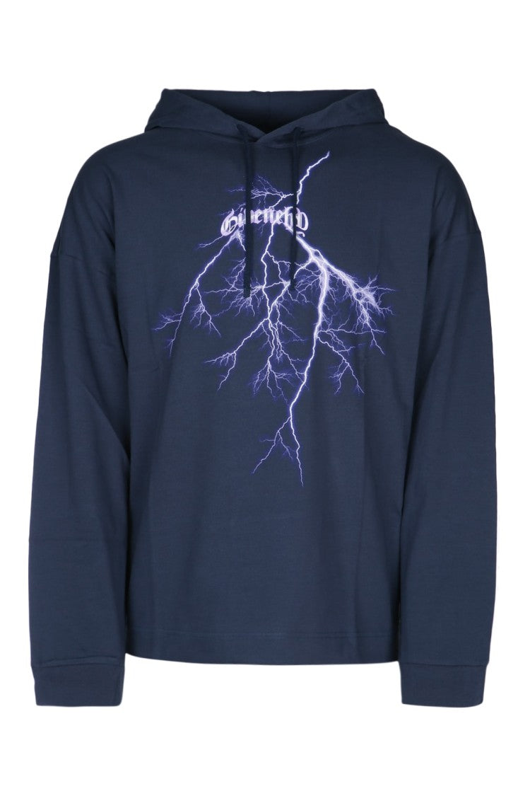 Givenchy Hooded T-Shirt With Vibrant Lightning Graphic