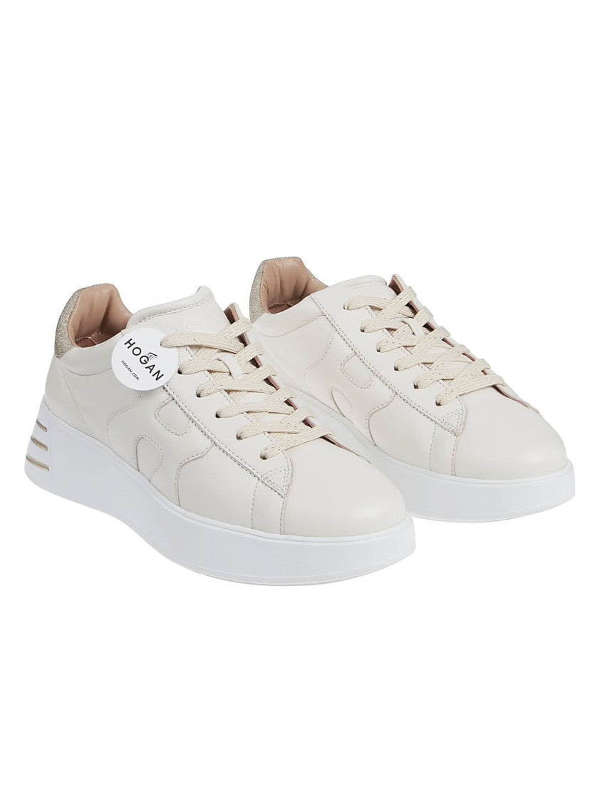 Hogan White Rebel H564 Mutton Leather-Blend Sneakers