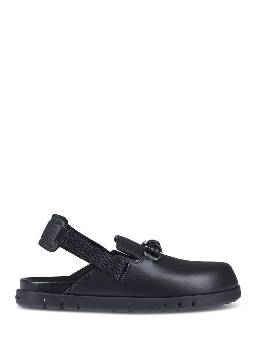 Ferragamo Black Flat Shoes With Adjustable Strap