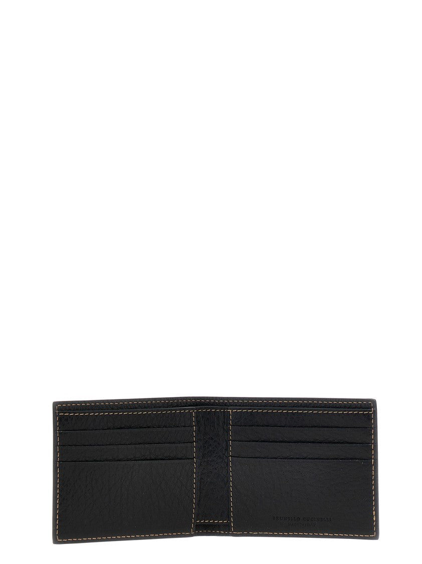 Brunello Cucinelli Black Calfskin Leather Wallet