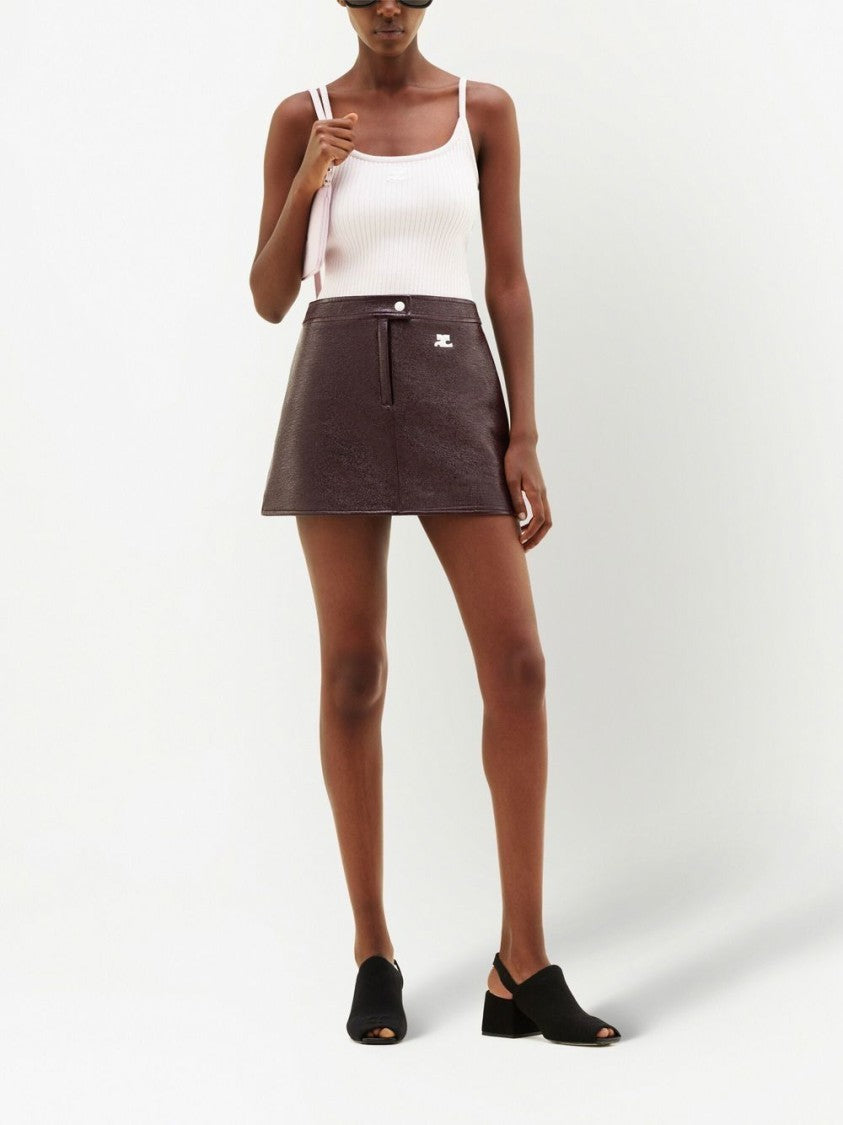 Courrèges Burgundy Vinyl Mini Skirt