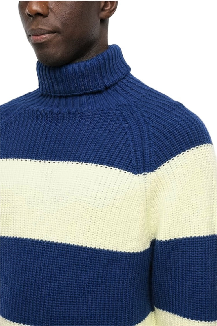 Sunnei Horizontal Striped Chunky Knit Turtleneck Sweater