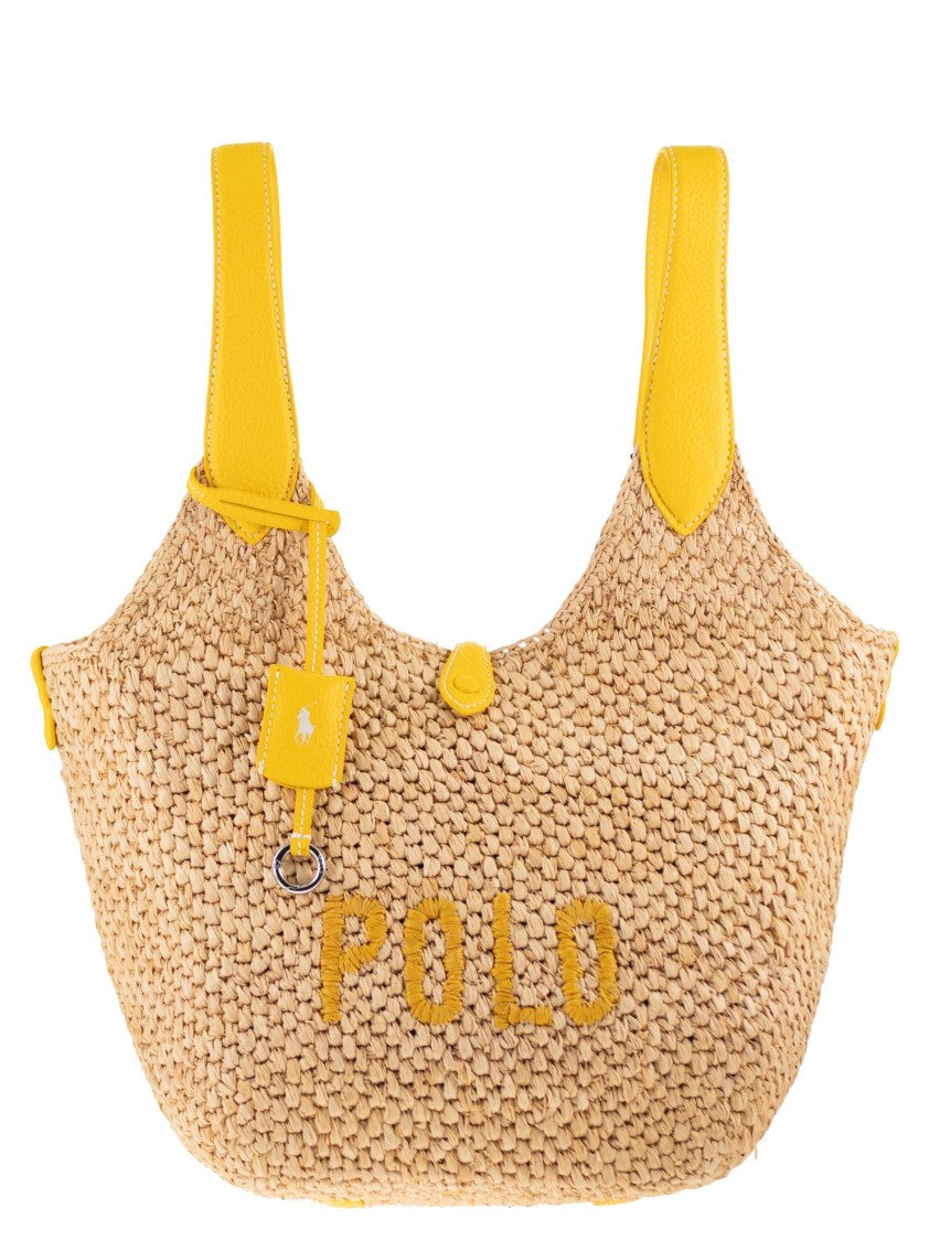 Polo Ralph Lauren Tote Polo Play In Raffia And Leather