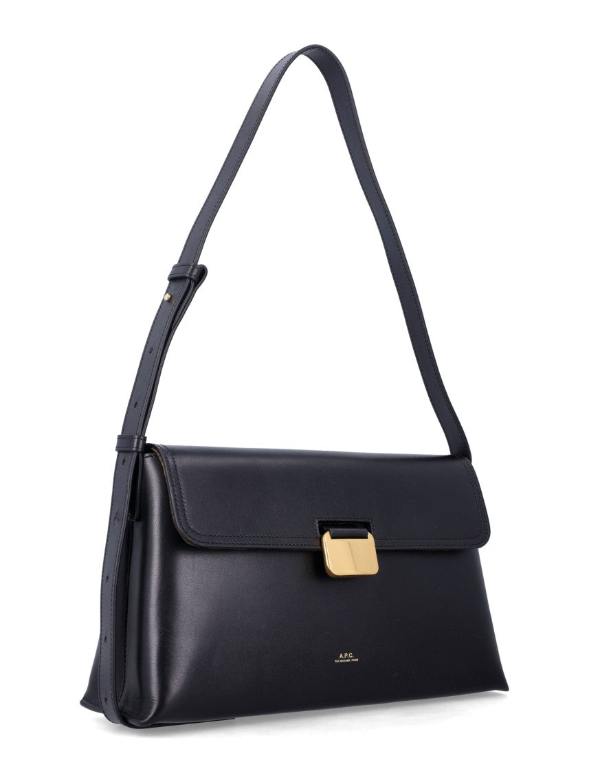 A.P.C. Smooth Leather Gold Clasp Shoulder Bag