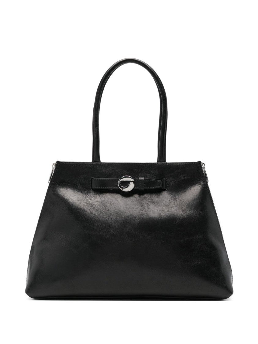 Coperni Trapezoidal Black Leather Handbag