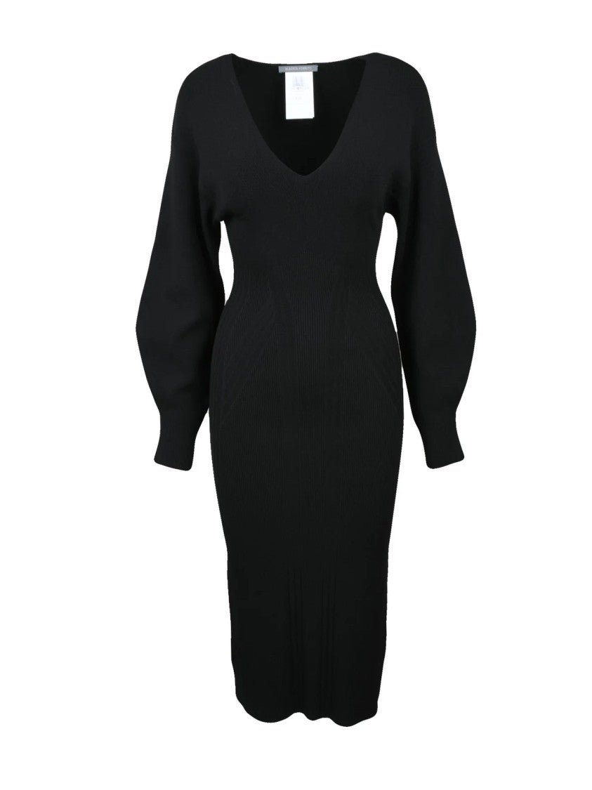 alberta ferretti black dress Alberta Ferretti Long Knit Dress Black