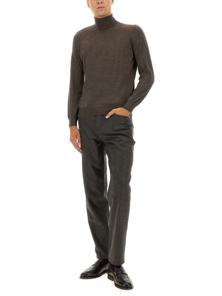 Brunello Cucinelli Fine-Knit Turtleneck Sweater With Ribbed Detailing