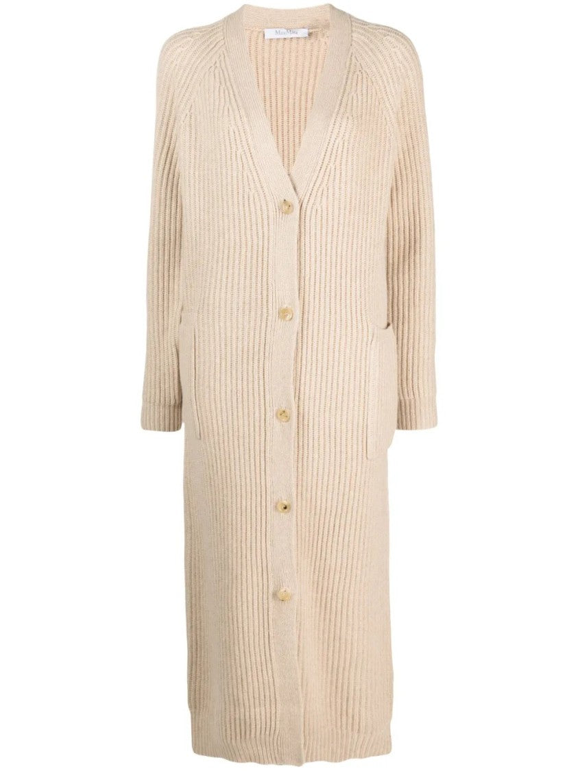 Max Mara Ribbed Knit Cardigan With V-Neckline