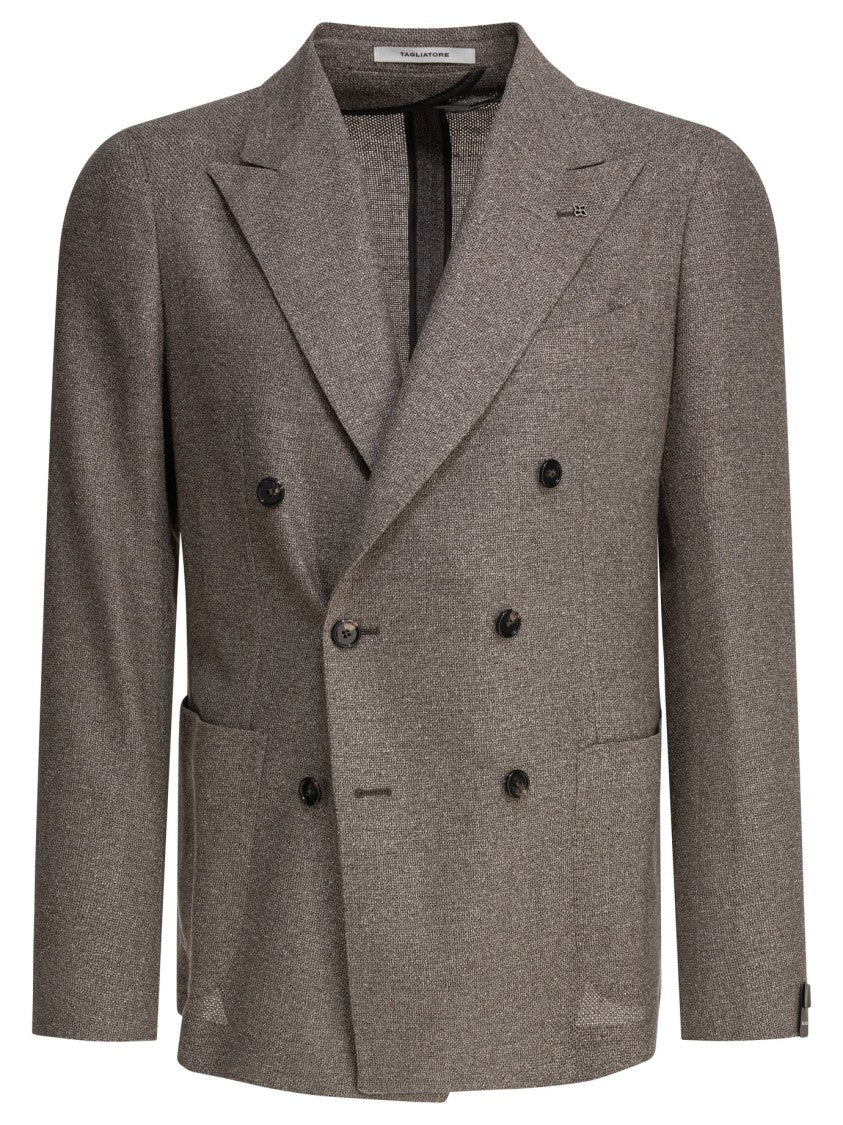 Tagliatore Textured Silk-Wool Blend Double-Breasted Jacket