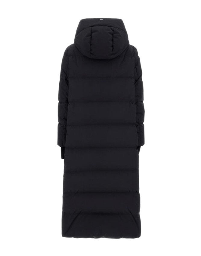 Herno Long Padded Black Jacket With Quilted Design