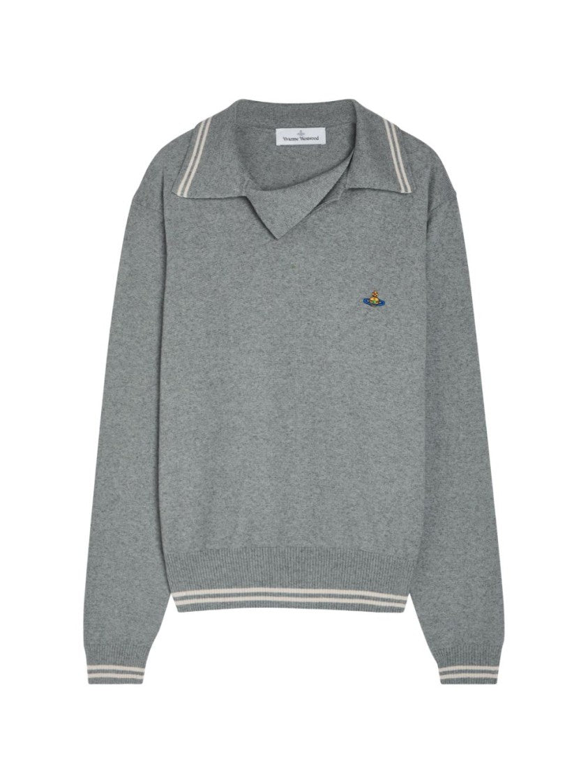 Vivienne Westwood Soft Grey Long-Sleeve Knit Polo Shirt