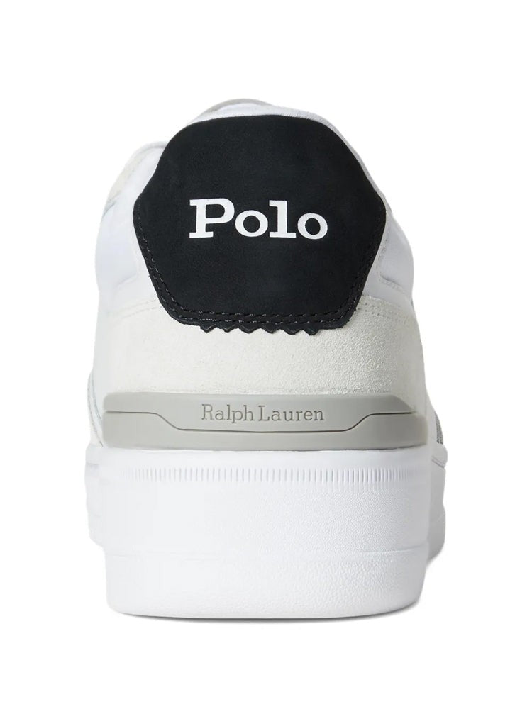 Polo Ralph Lauren White Low-Top Leather Panel Sneakers