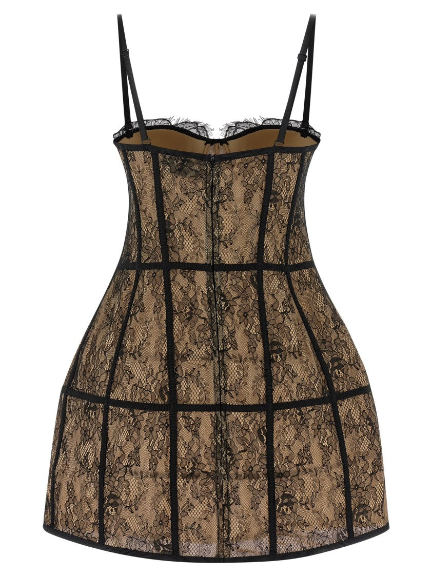 Giuseppe Di Morabito Lace Mini Dress With Grosgrain Bustier Design