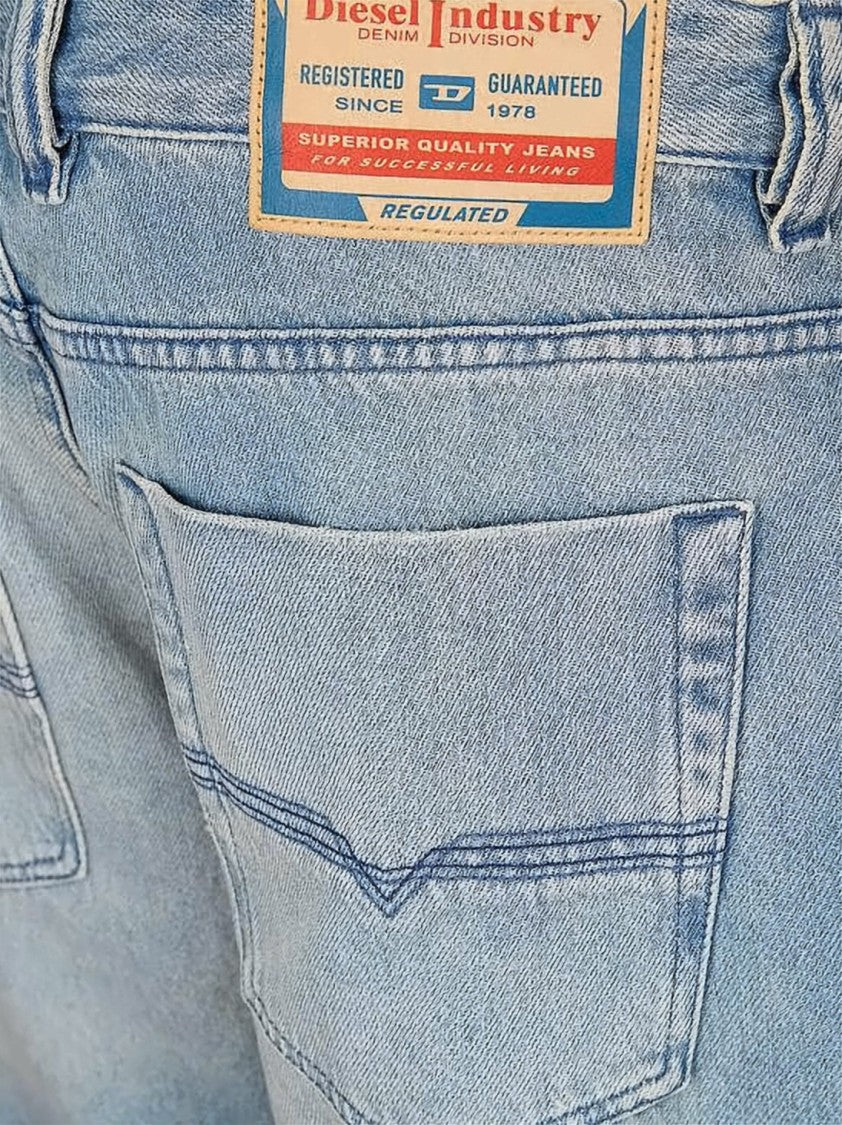 Diesel Light Blue Straight-Leg Cotton Denim Pants