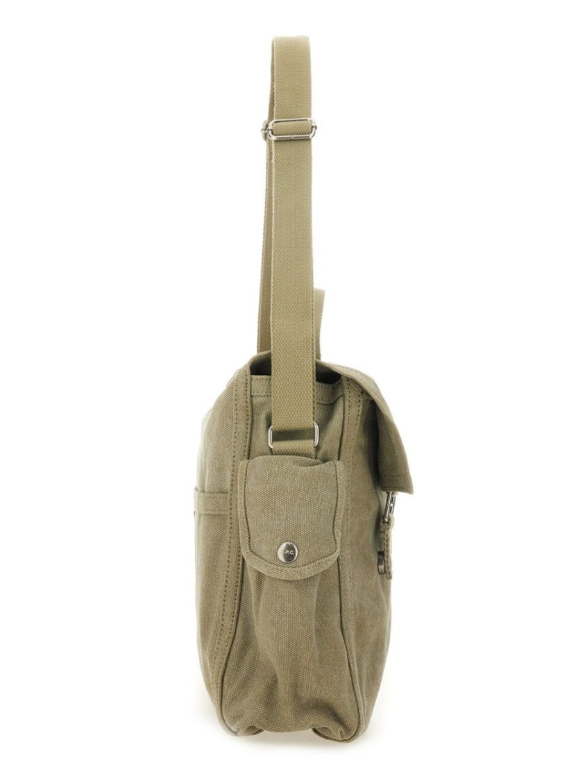 A.P.C. Rectangular Cotton Logo Print Shoulder Bag