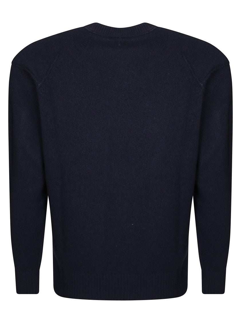 C.P. Company Crew Neck Knitwear In Soft Lambswool With Minimalist Branding