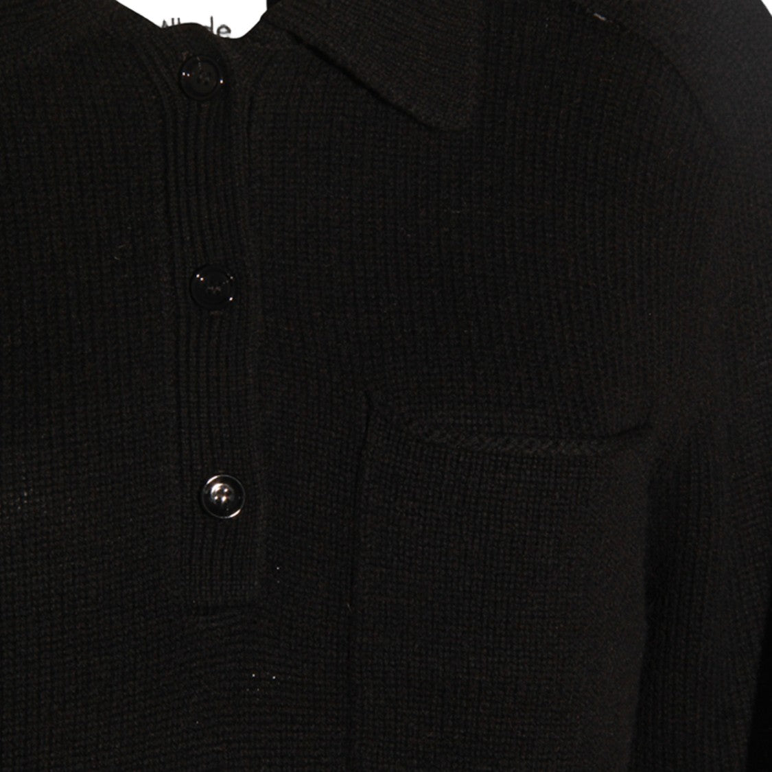 Allude Buttoned Placket Knit Sweater With Classic Collar