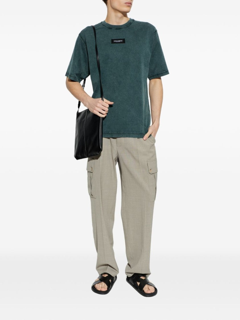 Dolce & Gabbana Green Crew Neck Logo T-Shirt