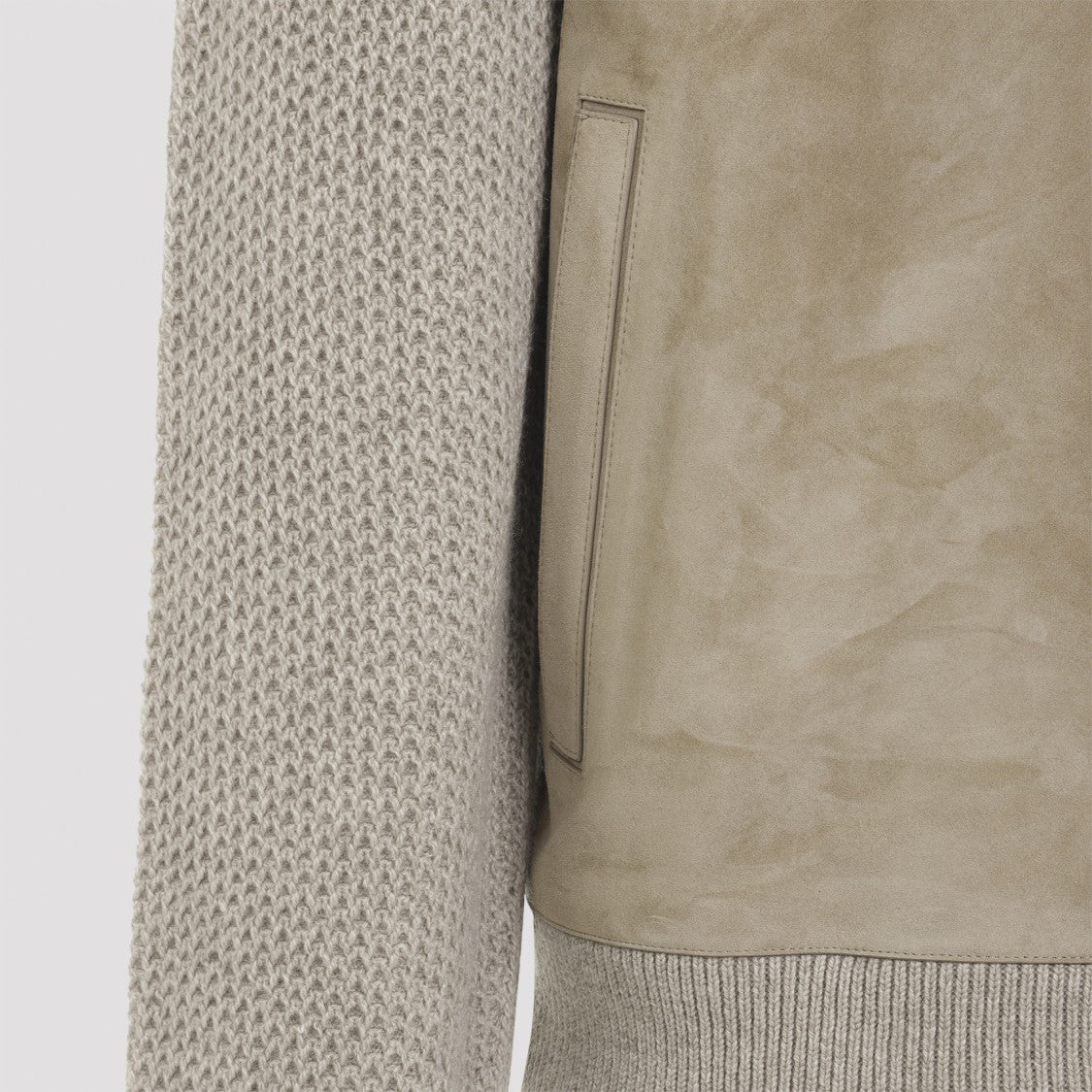 Zegna Beige Cashmere And Suede Casual Jacket