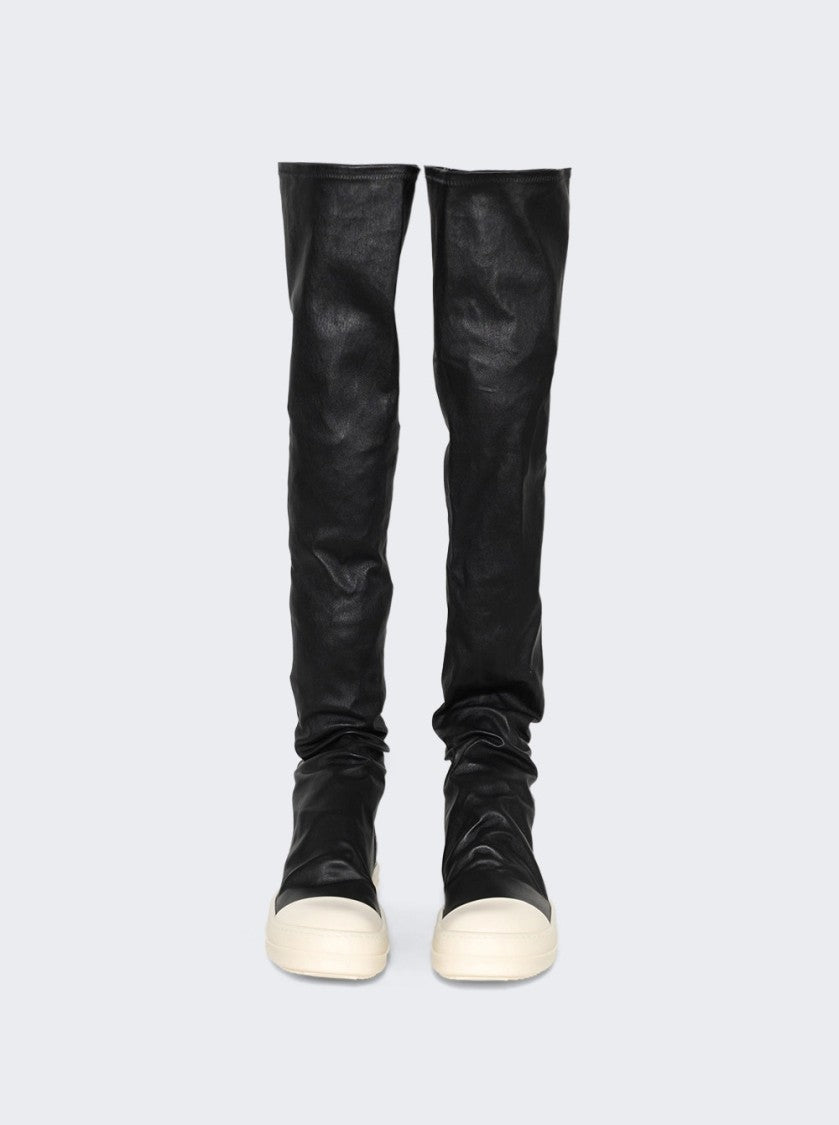 Rick Owens High Stocking Sneakers Black And Milk