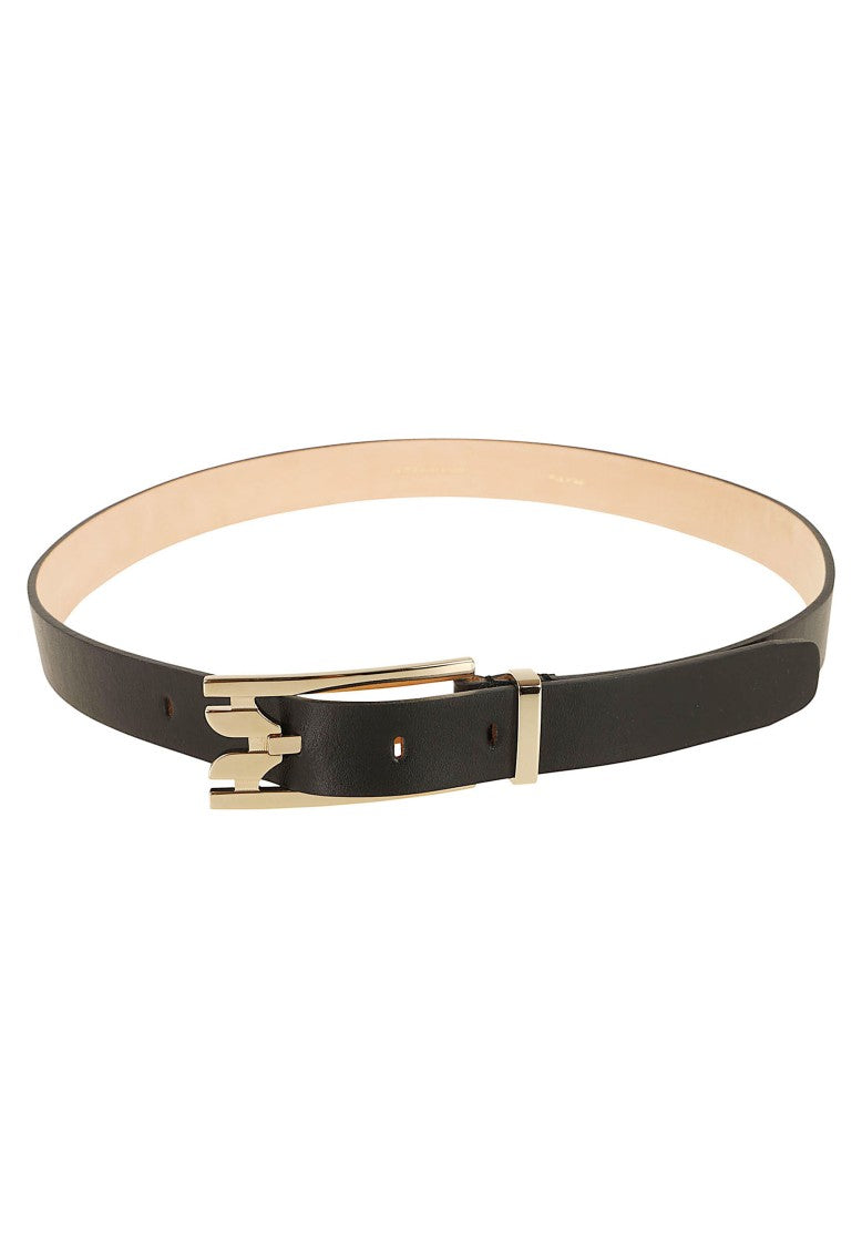 Victoria Beckham Slim Leather Belt With Polished Gold-Tone Buckle