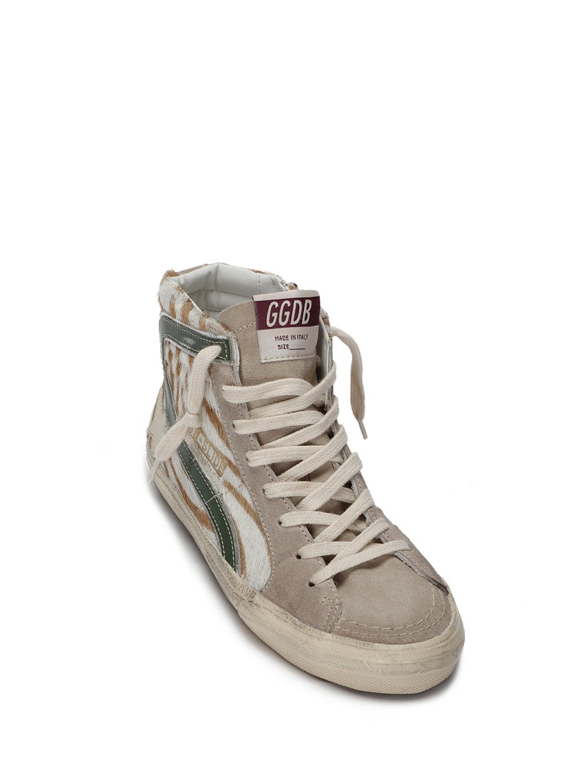Golden Goose High-Top Sneakers With Zebra-Print Leather And Suede Accents
