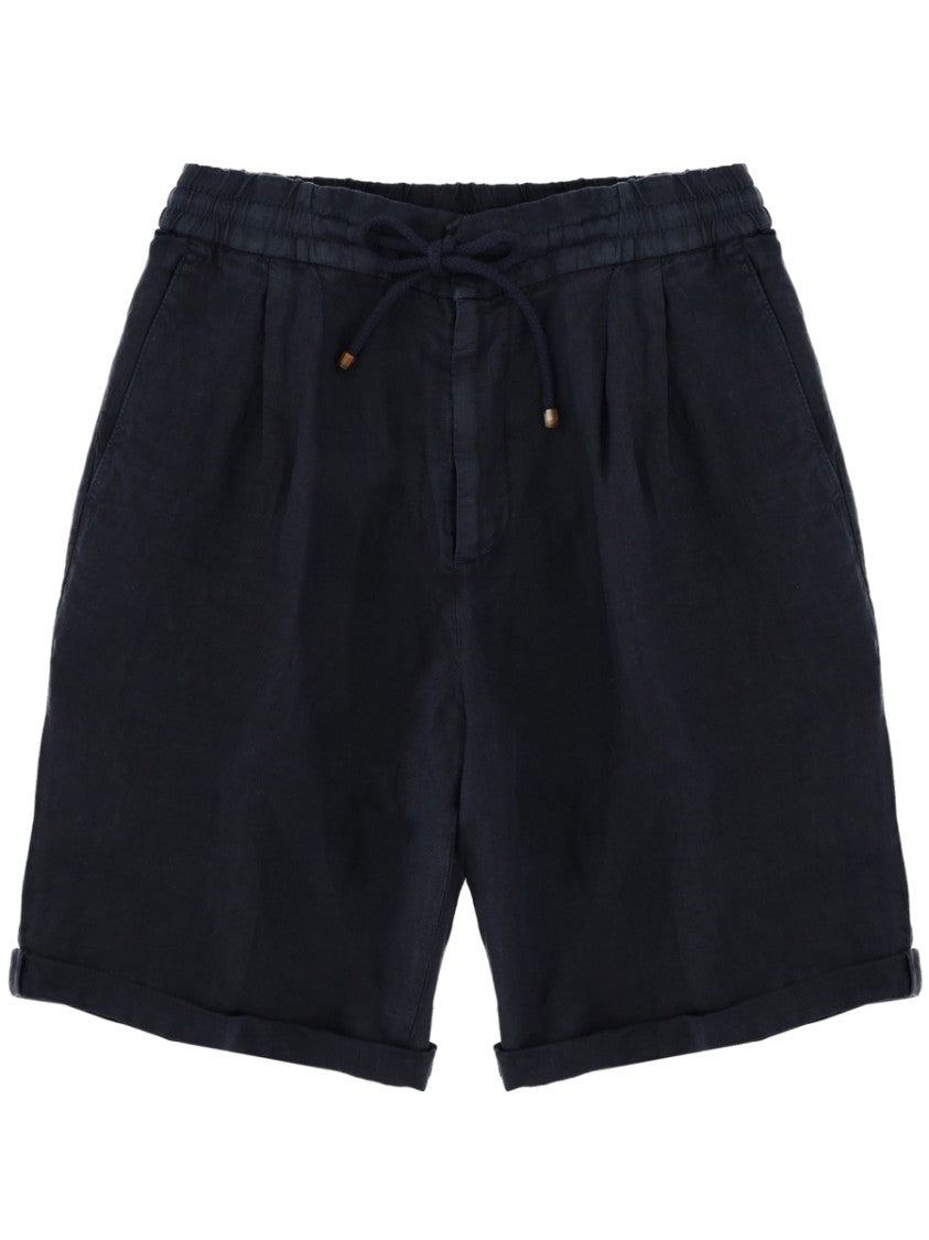 Brunello Cucinelli Relaxed-Fit Elastic-Waist Linen Bermuda Shorts