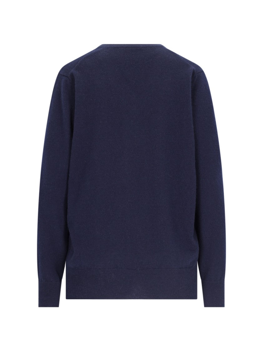 Canessa V-Neck Sweater In Blue Cashmere Navy