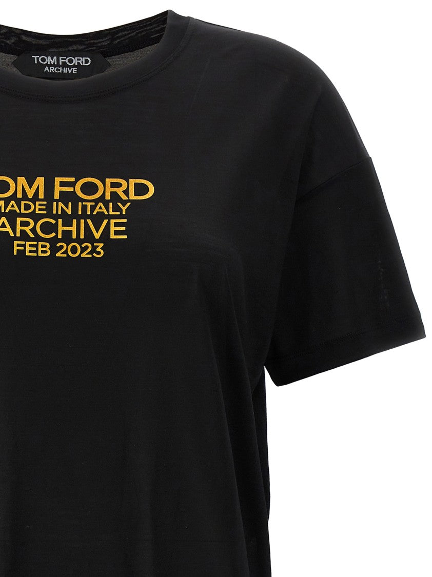 Tom Ford Silk T-Shirt With Bold Logo Print