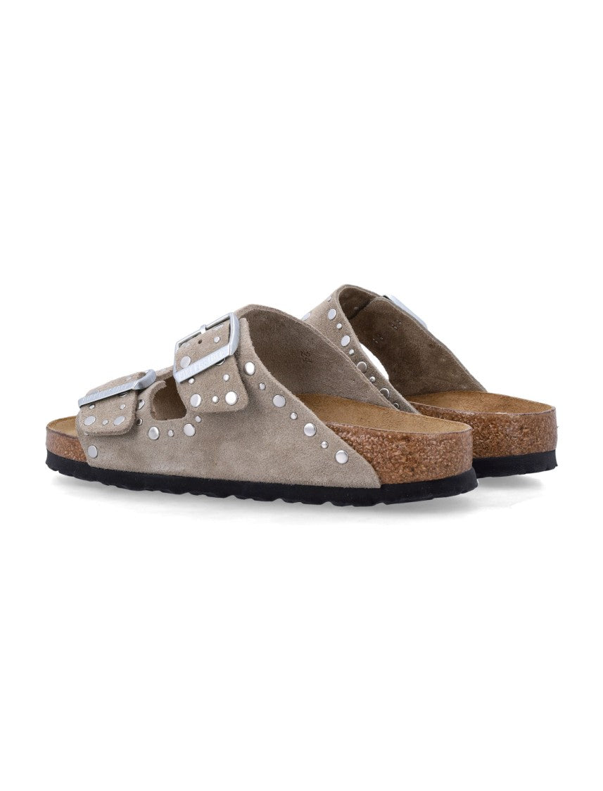 Birkenstock Arizona Rivet Taupe Suede Leather Sandals
